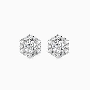 Ivana Jewels Earrings White Gold / 14KT Round Diamonds Halo Studs Earring