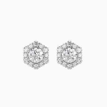 Ivana Jewels Earrings White Gold / 14KT Round Diamonds Halo Studs Earring