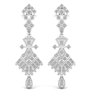Ivana Jewels Earrings White Gold / 14KT Royal Style Round Cut Diamond Dangler Earring