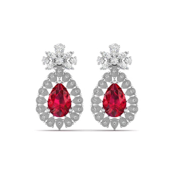 Ivana Jewels Earrings White Gold / 14KT Ruby and Diamond Earrings