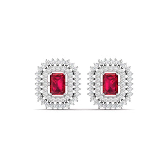 Ivana Jewels Earrings White Gold / 14KT Ruby and Diamond Stud Earrings