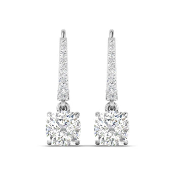 Ivana Jewels Earrings White Gold / 14KT Square Cushion Diamond Dangle Earrings