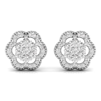 Ivana Jewels Earrings White Gold / 14KT Twisted Floral Lab Grown Diamond Studs Earring