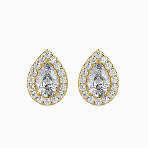 Ivana Jewels Earrings Yellow Gold / 14KT 0.30 Carat Each Pear & Round Diamond Halo Stud Earring