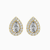 Ivana Jewels Earrings Yellow Gold / 14KT 0.30 Carat Each Pear & Round Diamond Halo Stud Earring