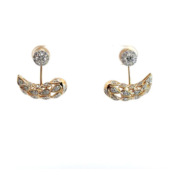 Ivana Jewels Earrings Yellow Gold / 14KT 0.96 Carat Round Diamonds C-Shape Style Drop Earring