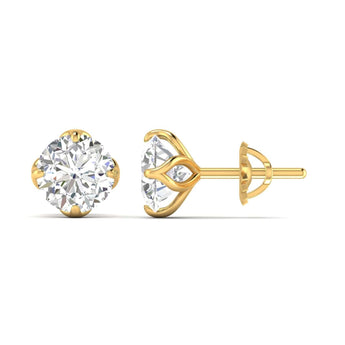 Ivana Jewels Earrings Yellow Gold / 14KT 1.03 Carats Each Round Diamonds 4-Prongs Settings Studs Earring