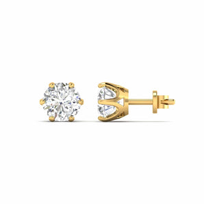 Ivana Jewels Earrings Yellow Gold / 14KT 1.06 Carats Each Round Diamonds 6-prongs Setting Studs Earrings