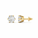 Ivana Jewels Earrings Yellow Gold / 14KT 1.06 Carats Each Round Diamonds 6-prongs Setting Studs Earrings