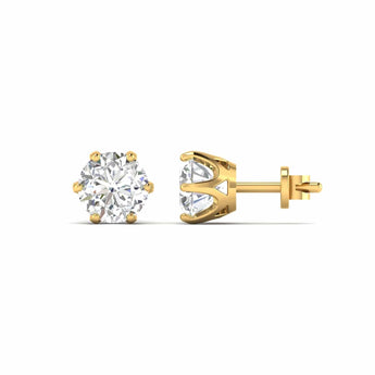 Ivana Jewels Earrings Yellow Gold / 14KT 1.06 Carats Each Round Diamonds 6-prongs Setting Studs Earrings