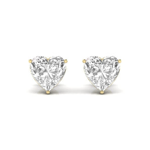Ivana Jewels Earrings Yellow Gold / 14KT 1.5 Carats Each Heart Shape Solitaire Diamond Three Prong Martini Setting Studs Earring