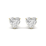 Ivana Jewels Earrings Yellow Gold / 14KT 1.5 Carats Each Heart Shape Solitaire Diamond Three Prong Setting Studs Earring