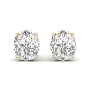 Ivana Jewels Earrings Yellow Gold / 14KT 1.5 Carats Each Oval Shape Solitaire Diamond 4-Prong Setting Studs Earring