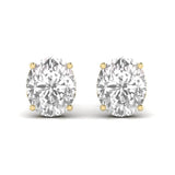 Ivana Jewels Earrings Yellow Gold / 14KT 1.5 Carats Each Oval Shape Solitaire Diamond 4-Prong Setting Studs Earring
