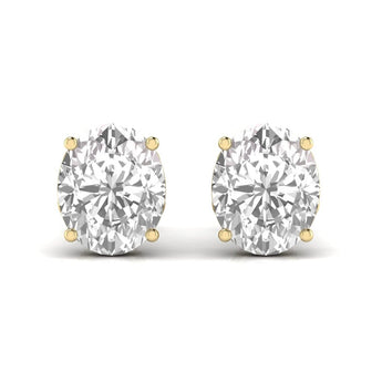Ivana Jewels Earrings Yellow Gold / 14KT 1.5 Carats Each Oval Shape Solitaire Diamond 4-Prong Setting Studs Earring