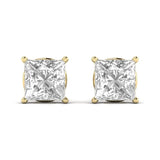 Ivana Jewels Earrings Yellow Gold / 14KT 1.5 Carats Each Princess Shape Solitaire Diamond V-shaped Prong Setting Studs Earring