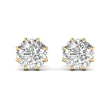 Ivana Jewels Earrings Yellow Gold / 14KT 1.5 Carats Each Round Diamond 8 Prong Setting Studs Earring