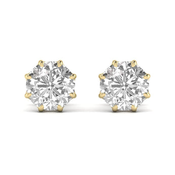 Ivana Jewels Earrings Yellow Gold / 14KT 1.5 Carats Each Round Diamond 8 Prong Setting Studs Earring