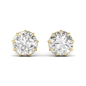 Ivana Jewels Earrings Yellow Gold / 14KT 1.5 Carats Each Round Diamond 9 Prong Setting Studs Earring