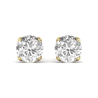 Ivana Jewels Earrings Yellow Gold / 14KT 1.5 Carats Each Round Diamond Four Prong Basket Setting Studs Earring