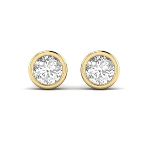 Ivana Jewels Earrings Yellow Gold / 14KT 1.5 Carats Each Round Solitaire Diamond Bezel Setting Studs Earring
