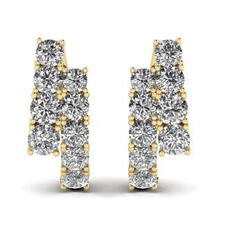 Ivana Jewels Earrings Yellow Gold / 14KT 1.6 Carat Round Diamonds Hoop Huggies Earrings