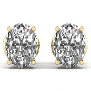 Ivana Jewels Earrings Yellow Gold / 14KT 1 Carat Each Oval Shape Diamond Stud Earring