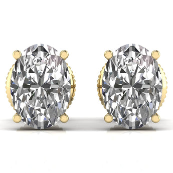 Ivana Jewels Earrings Yellow Gold / 14KT 1 Carat Each Oval Shape Diamond Stud Earring