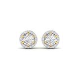 Ivana Jewels Earrings Yellow Gold / 14KT 1 Carat Each Round Diamonds Halo Studs Earring