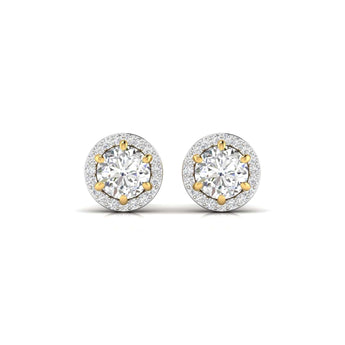 Ivana Jewels Earrings Yellow Gold / 14KT 1 Carat Each Round Diamonds Halo Studs Earring