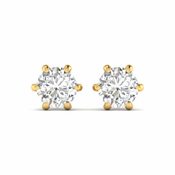 Ivana Jewels Earrings Yellow Gold / 14KT 2.01 Carats Each Round Diamonds 6-Prongs Setting Studs Earrings