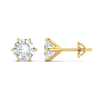 Ivana Jewels Earrings Yellow Gold / 14KT 2.13 Carats Each Round Diamonds 6-prongs Setting Studs Earrings