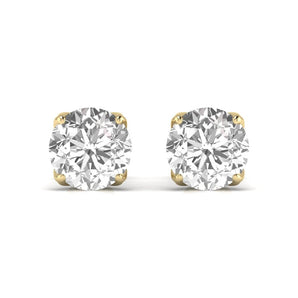 Ivana Jewels Earrings Yellow Gold / 14KT 3 Carat Double Prong Setting Round Shape Solitaire Diamond Studs Earring