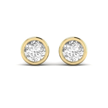 Ivana Jewels Earrings Yellow Gold / 14KT 3 Carat Each Round Diamond Bezel Setting Studs Earring