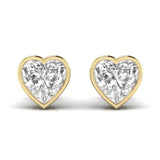 Ivana Jewels Earrings Yellow Gold / 14KT 3 Carats Each Heart Shape Solitaire Diamond Three Bezel Setting Studs Earring