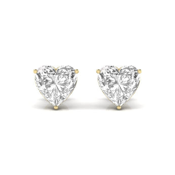 Ivana Jewels Earrings Yellow Gold / 14KT 3 Carats Each Heart Shape Solitaire Diamond Three Prong Setting Studs Earring