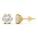 Ivana Jewels Earrings Yellow Gold / 14KT 4 Carats Each Round Diamonds 6-prongs Setting Studs Earrings