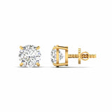 Ivana Jewels Earrings Yellow Gold / 14KT 5 Carats Each Round Cut Diamonds Solitaire Studs Earrings