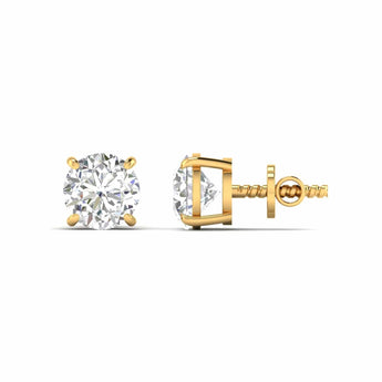 Ivana Jewels Earrings Yellow Gold / 14KT 5 Carats Each Round Cut Diamonds Solitaire Studs Earrings