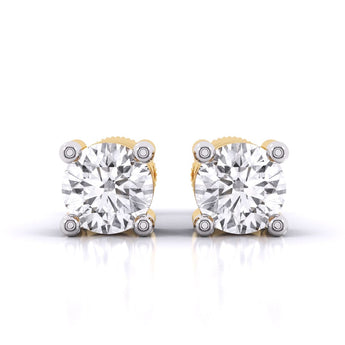 Ivana Jewels Earrings Yellow Gold / 14KT 80 Pointers Round Cut Diamonds Statement Studs