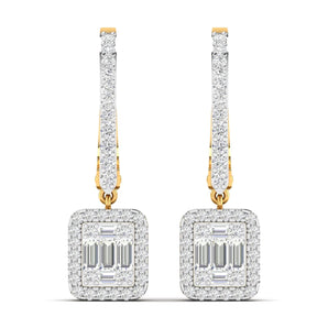 Ivana Jewels Earrings Yellow Gold / 14KT Baguette and Round Diamond Earrings