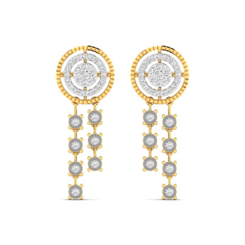 Ivana Jewels Earrings Yellow Gold / 14KT Circle Diamond Drop Earrings