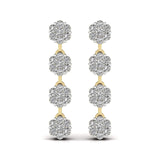 Ivana Jewels Earrings Yellow Gold / 14KT Circular Crystal Cluster Drop Earring