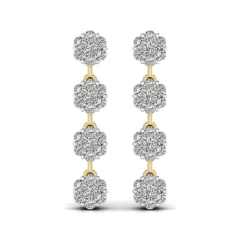 Ivana Jewels Earrings Yellow Gold / 14KT Circular Crystal Cluster Drop Earring
