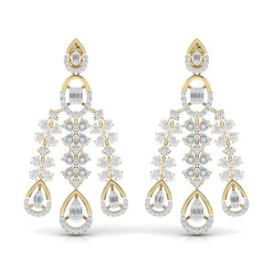 Ivana Jewels Earrings Yellow Gold / 14KT Classic Round Cut & Fancy Baguette Shape Diamonds Earring