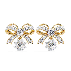 Ivana Jewels Earrings Yellow Gold / 14KT Dainty Bow and Crystal Earrings