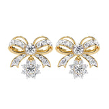 Ivana Jewels Earrings Yellow Gold / 14KT Dainty Bow and Crystal Earrings