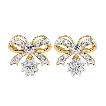Ivana Jewels Earrings Yellow Gold / 14KT Dainty Bow and Crystal Earrings