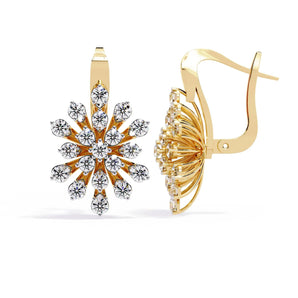 Ivana Jewels Earrings Yellow Gold / 14KT Dainty Flower Earrings with Stones