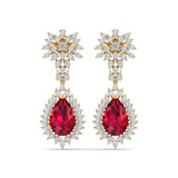 Ivana Jewels Earrings Yellow Gold / 14KT Dangle Ruby Diamond Earrings